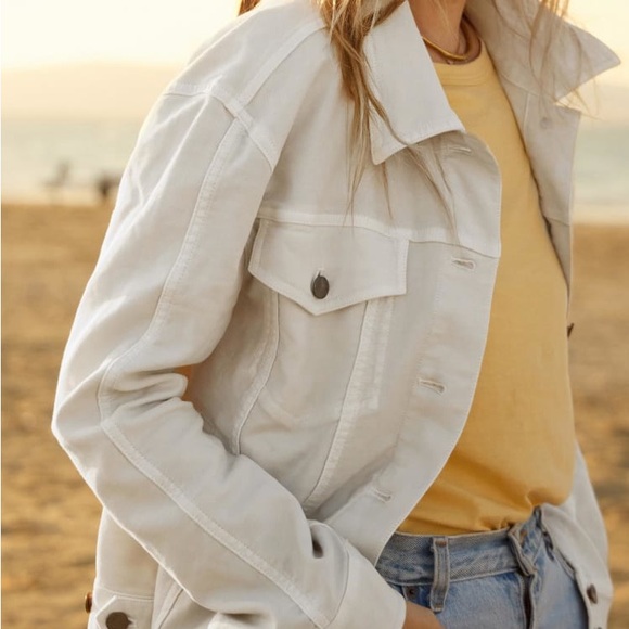 Faherty Jackets & Blazers - Faherty  Women's White Denim Jacket